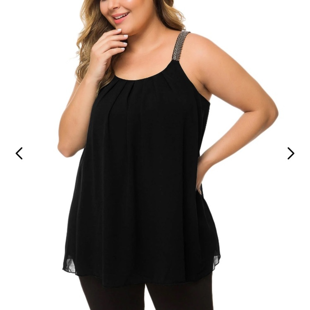 NWT! Gorgeous black beaded strapped top